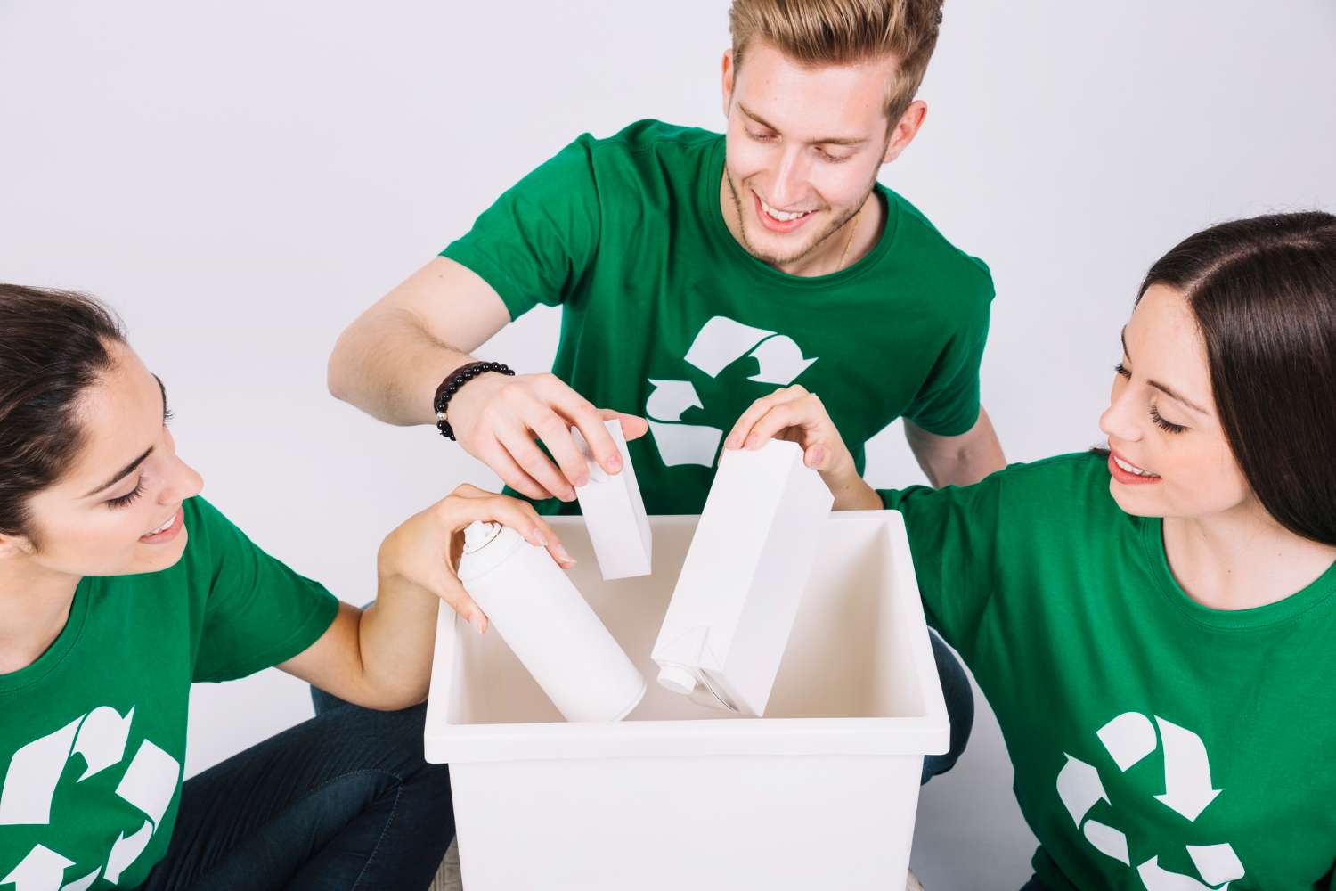 group-happy-friends-throwing-bottles-white-dustbin